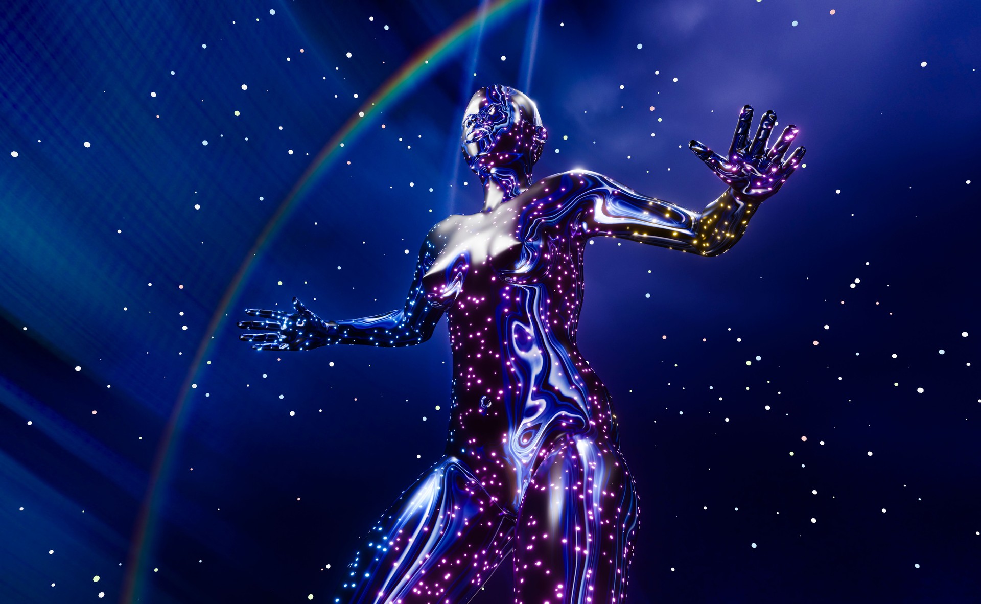 Dance performed by a female Afro robot